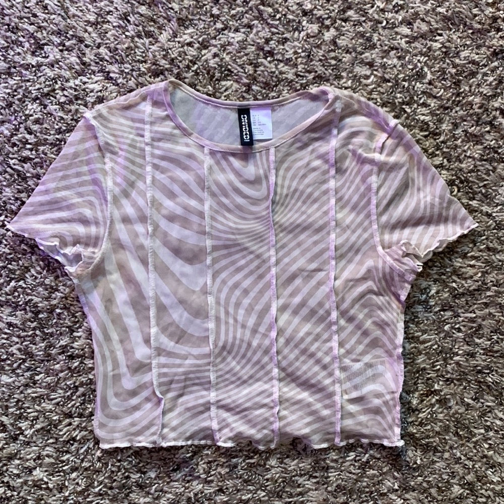 H&M - Mesh Abstract Print Crop Top